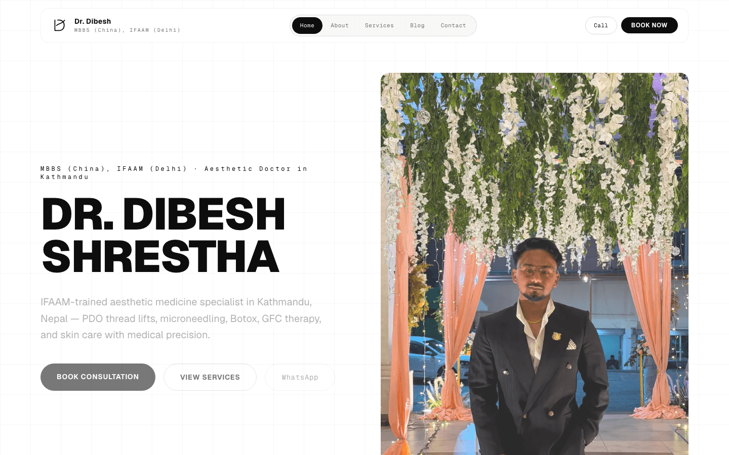 Dr. Dibesh Shrestha practice website hero